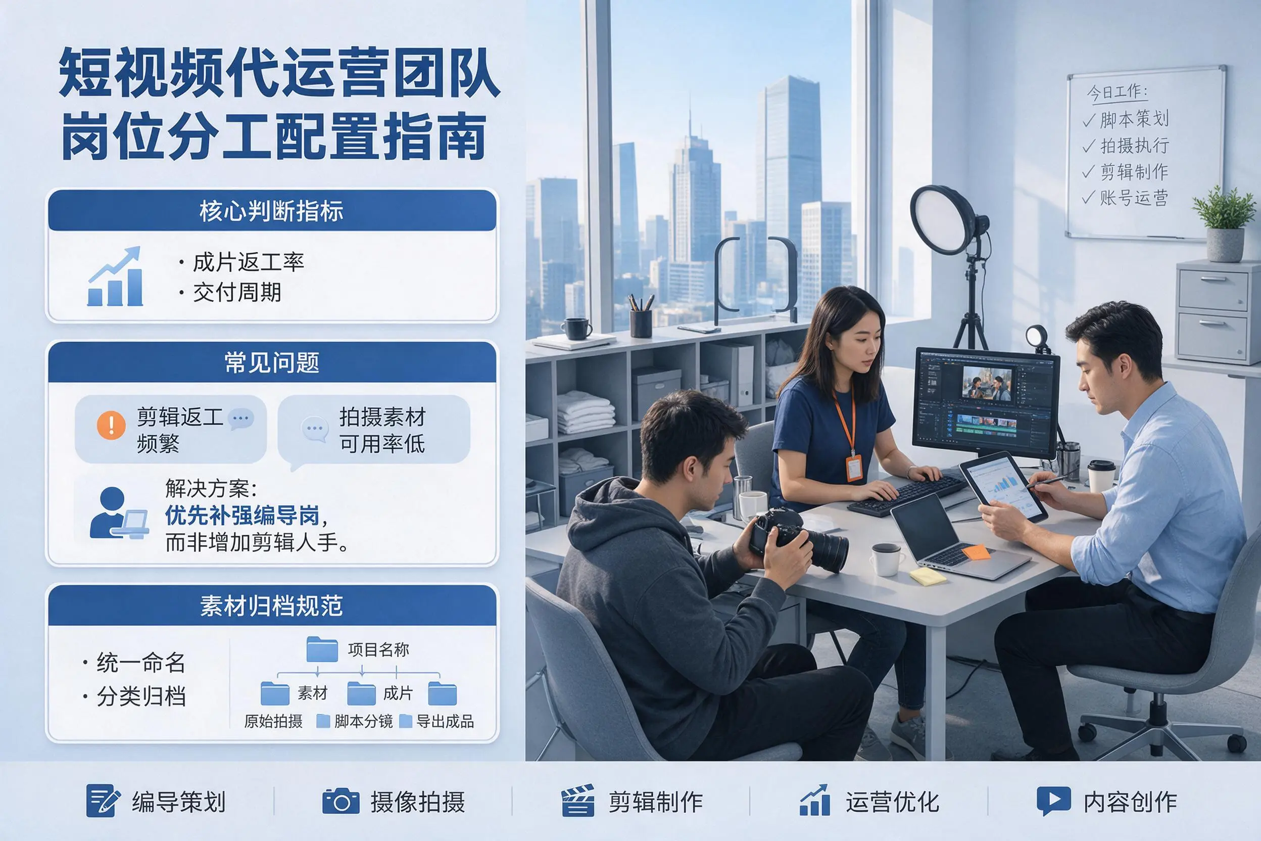 短视频代运营团队如何配置?西安企业岗位分工科普说明