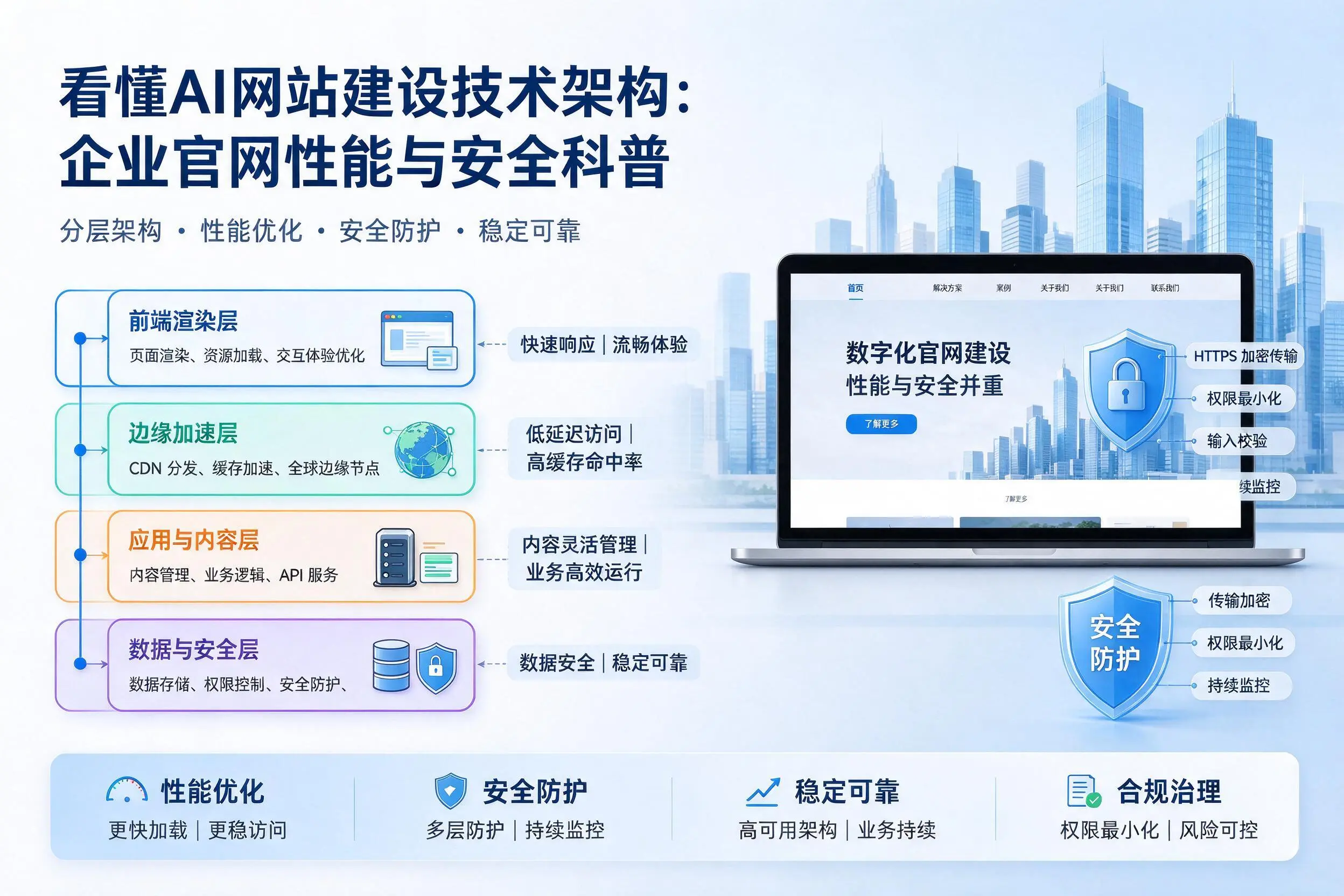 看懂AI网站建设技术架构:西安企业官网性能与安全科普