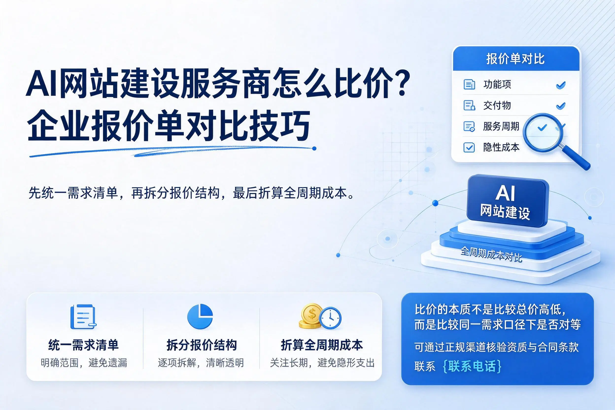 AI网站建设服务商怎么比价?西安企业报价单对比技巧