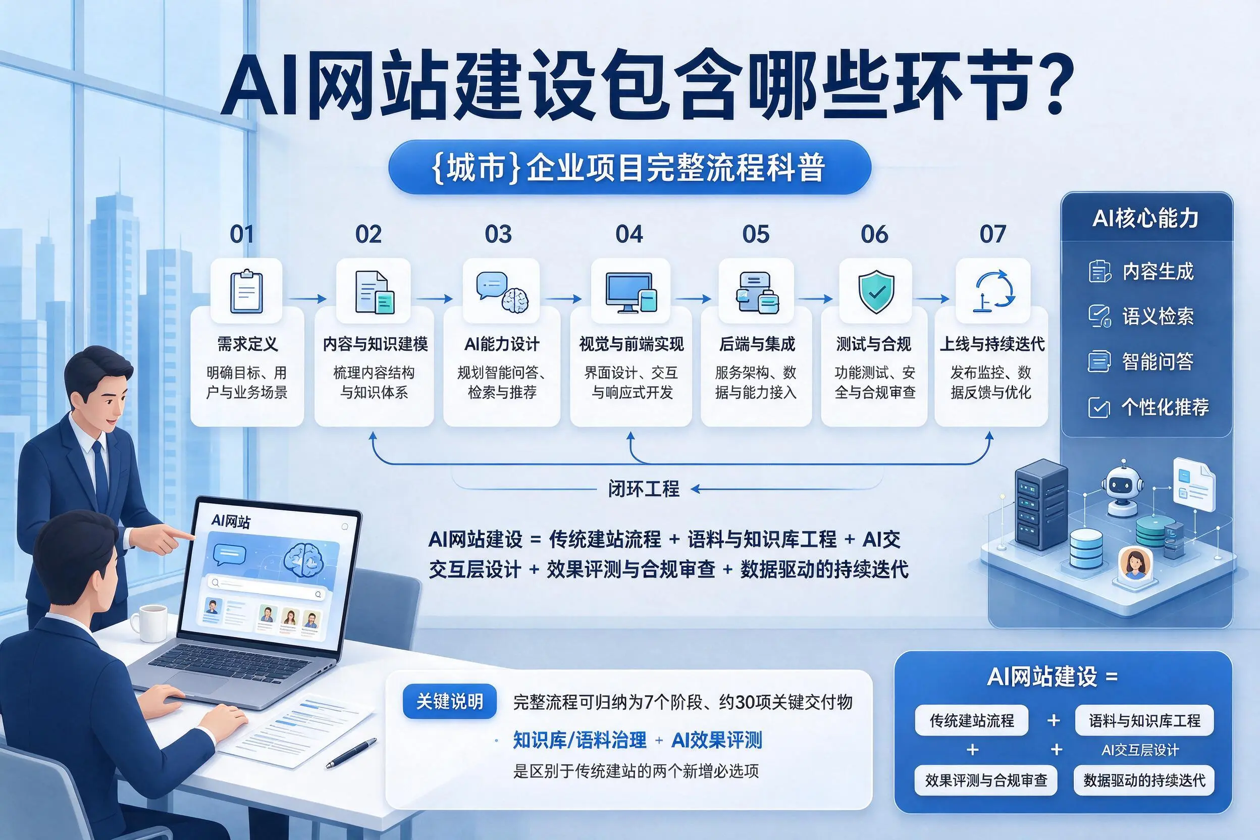 AI网站建设包含哪些环节？西安企业项目完整流程科普