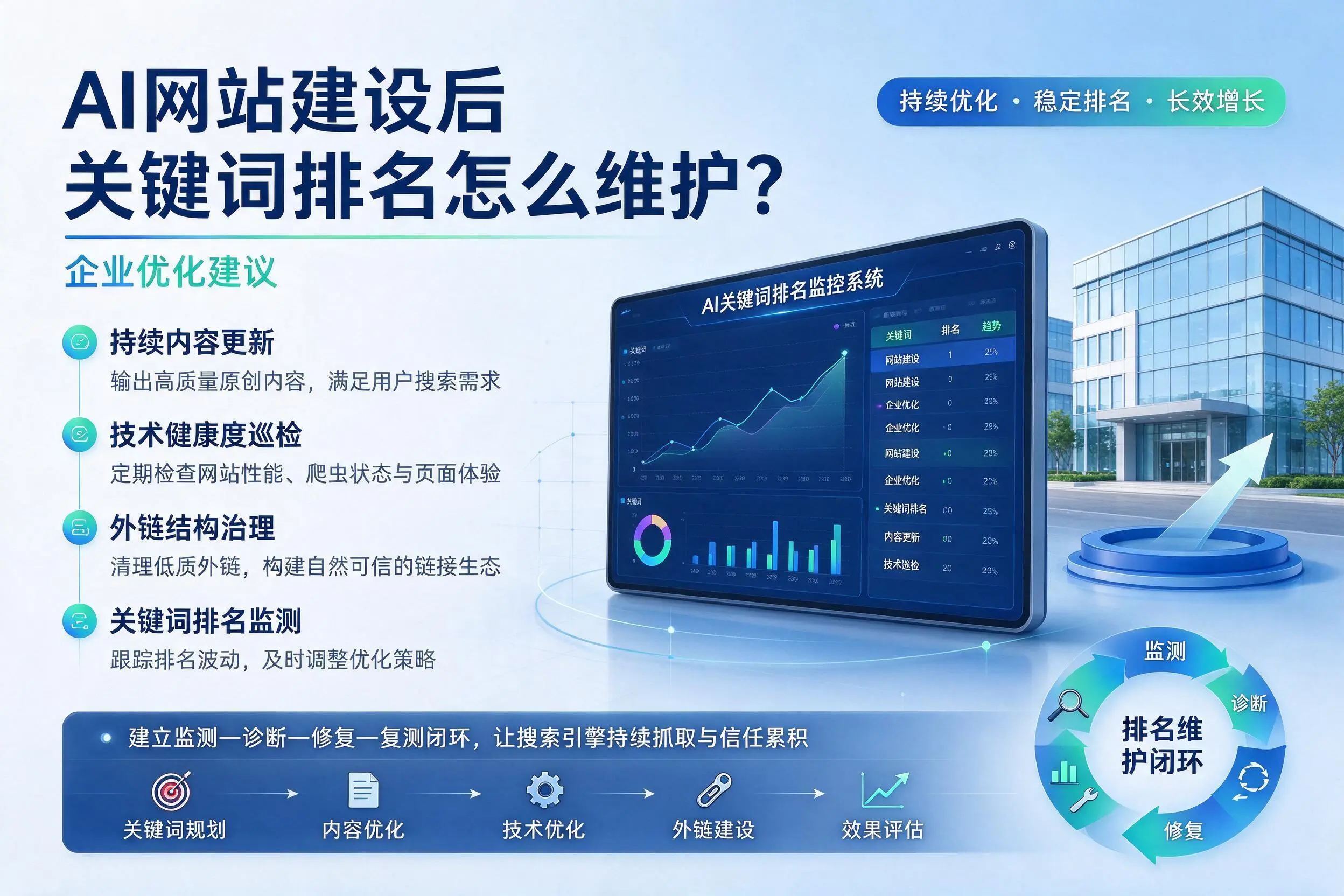 AI网站建设后关键词排名怎么维护？西安企业优化建议